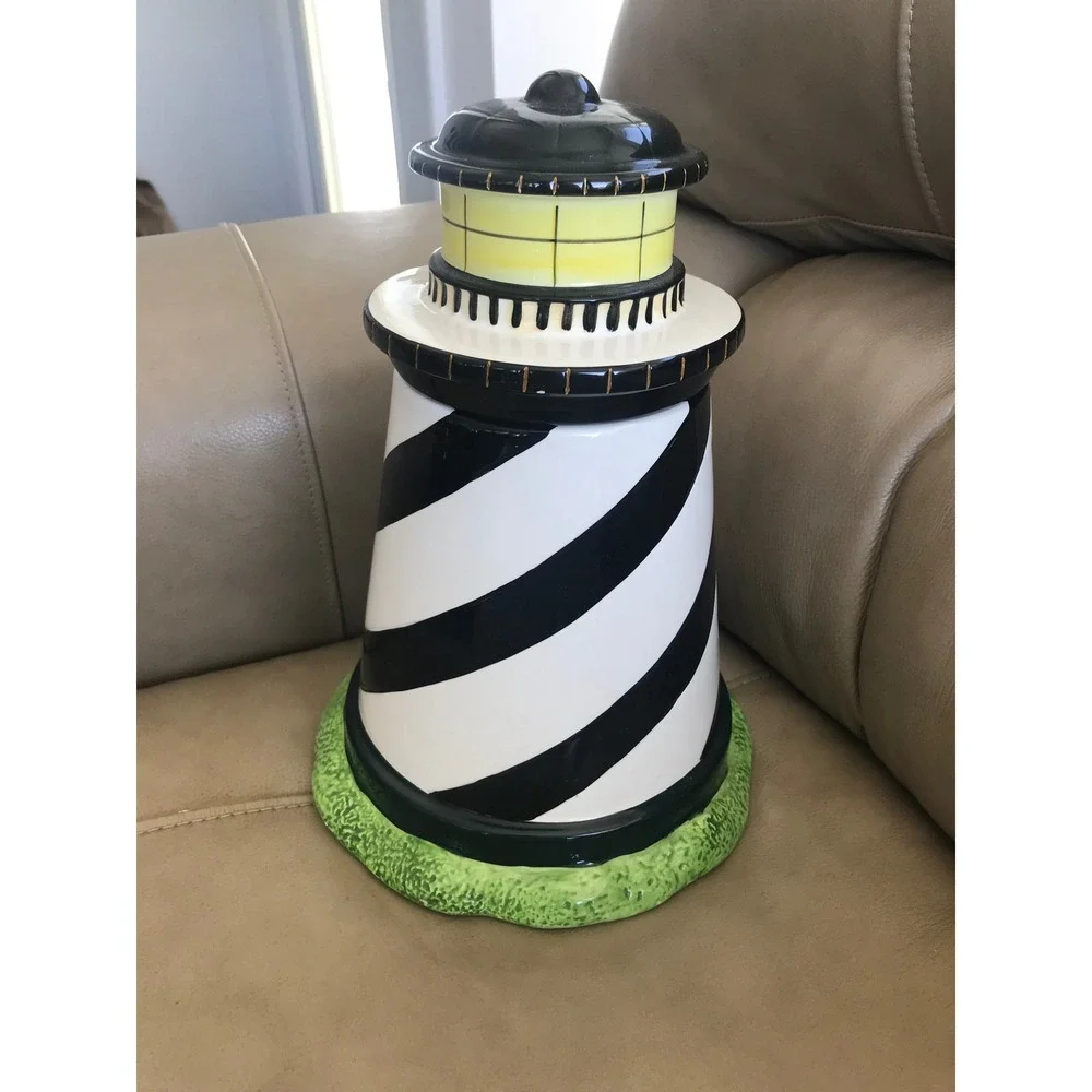 Warren Kimble Sakura Coastal Breeze Lighthouse Cookie Jar Ceramic Vintage 1998